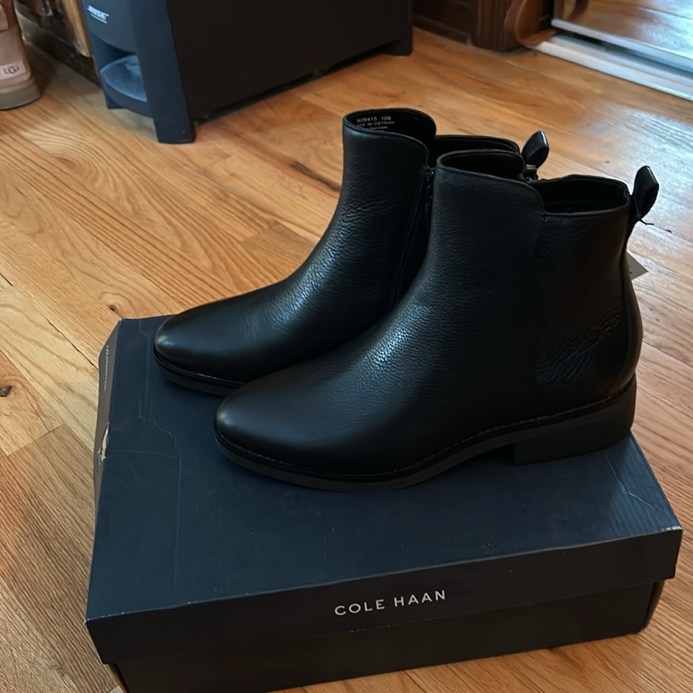 Cole Haan Black Leather Chelsea Bootie